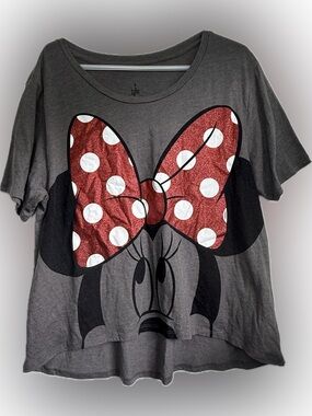 Disney Parks Minnie Mouse Glitter Bow Women's T-Shirt Size XXL